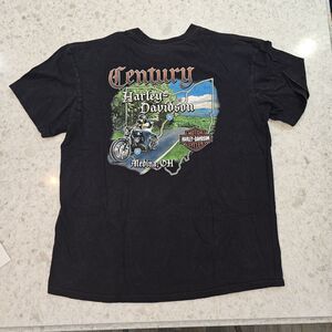 Century Harley Davidson Medina Ohio T-Shirt XL Eagle Cotton Men's Black